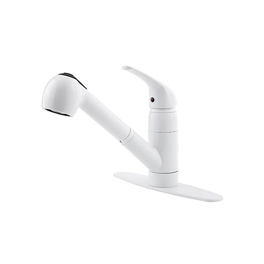 Pfirst Series™ Kitchen Faucet, Deck Mount, ADA, 1 Lever Handle, 1 or 3-Hole, White