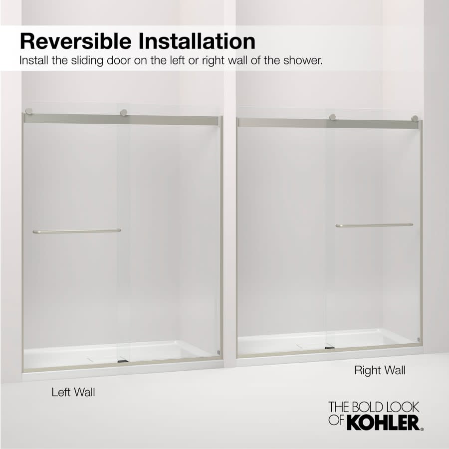 Revel 76â High x 59-5/8" Wide Sliding Shower Door with Crystal Clear Glass, Towel Bar and CleanCoat Technology