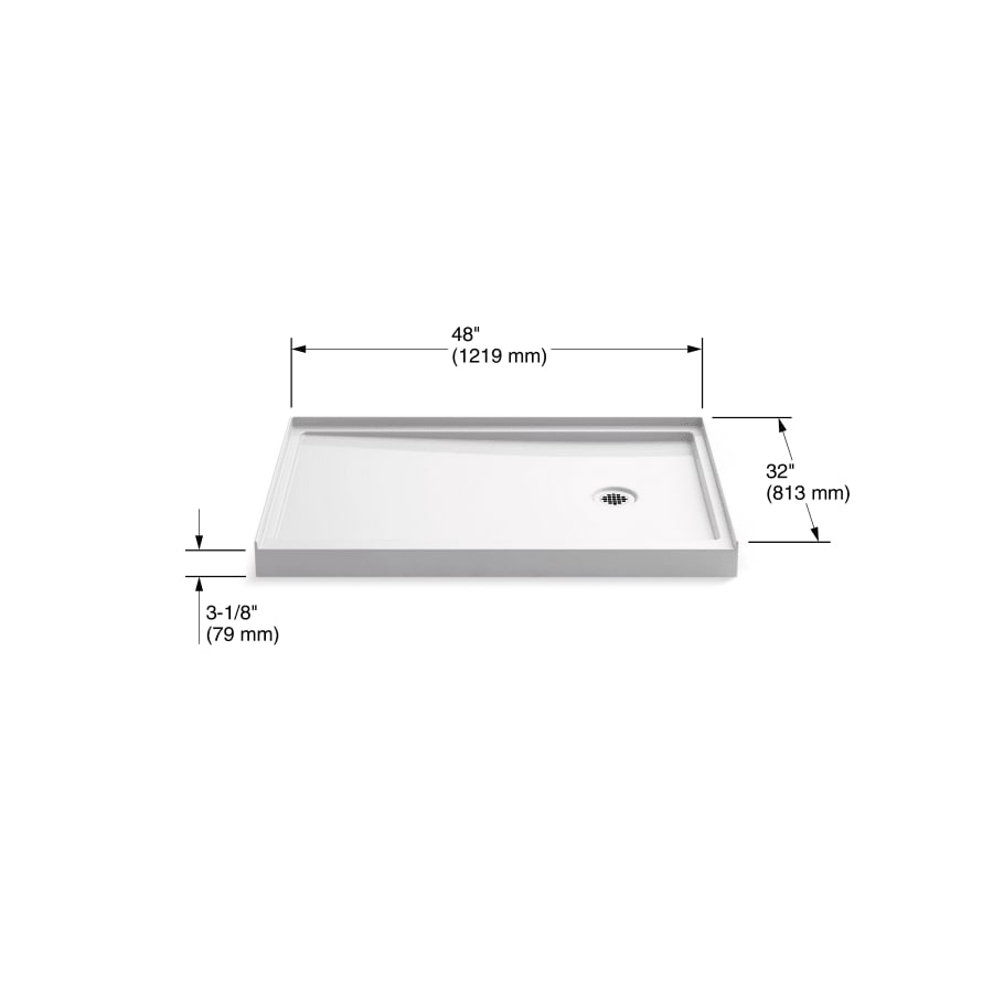 Rely 48" x 32" Rectangular Shower Base with and Right Drain