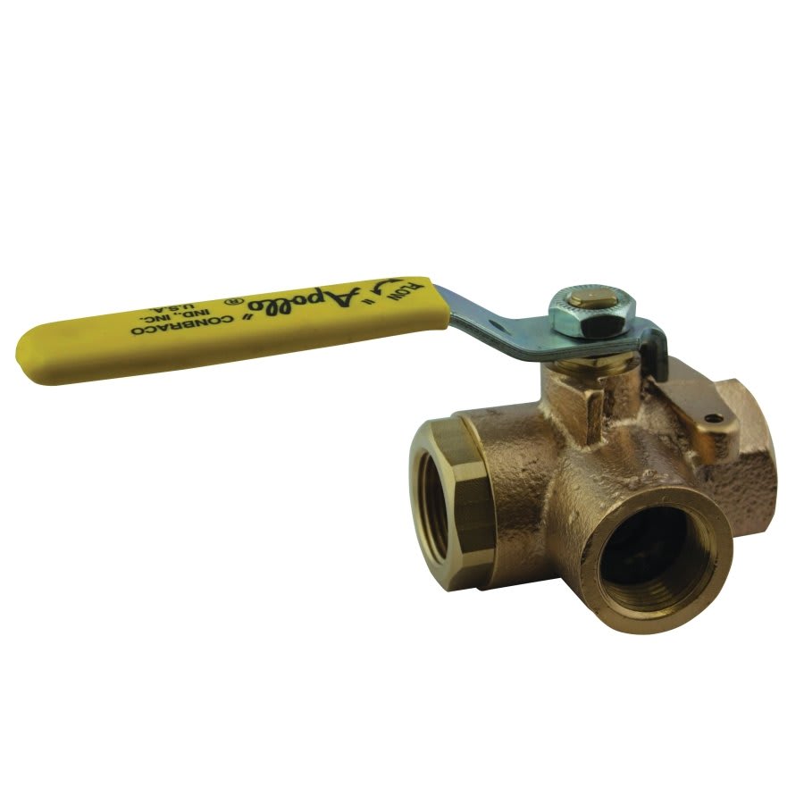 2-Piece Ball Valve, 1 in, FNPT, Standard Port, Plated Brass Ball, Bronze