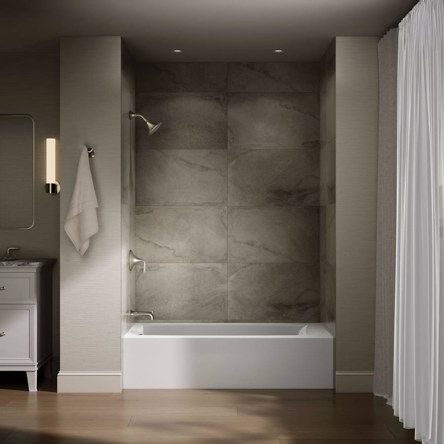 Entity 60" x 30" Three Wall Alcove Acrylic Soaking Tub with Left Drain