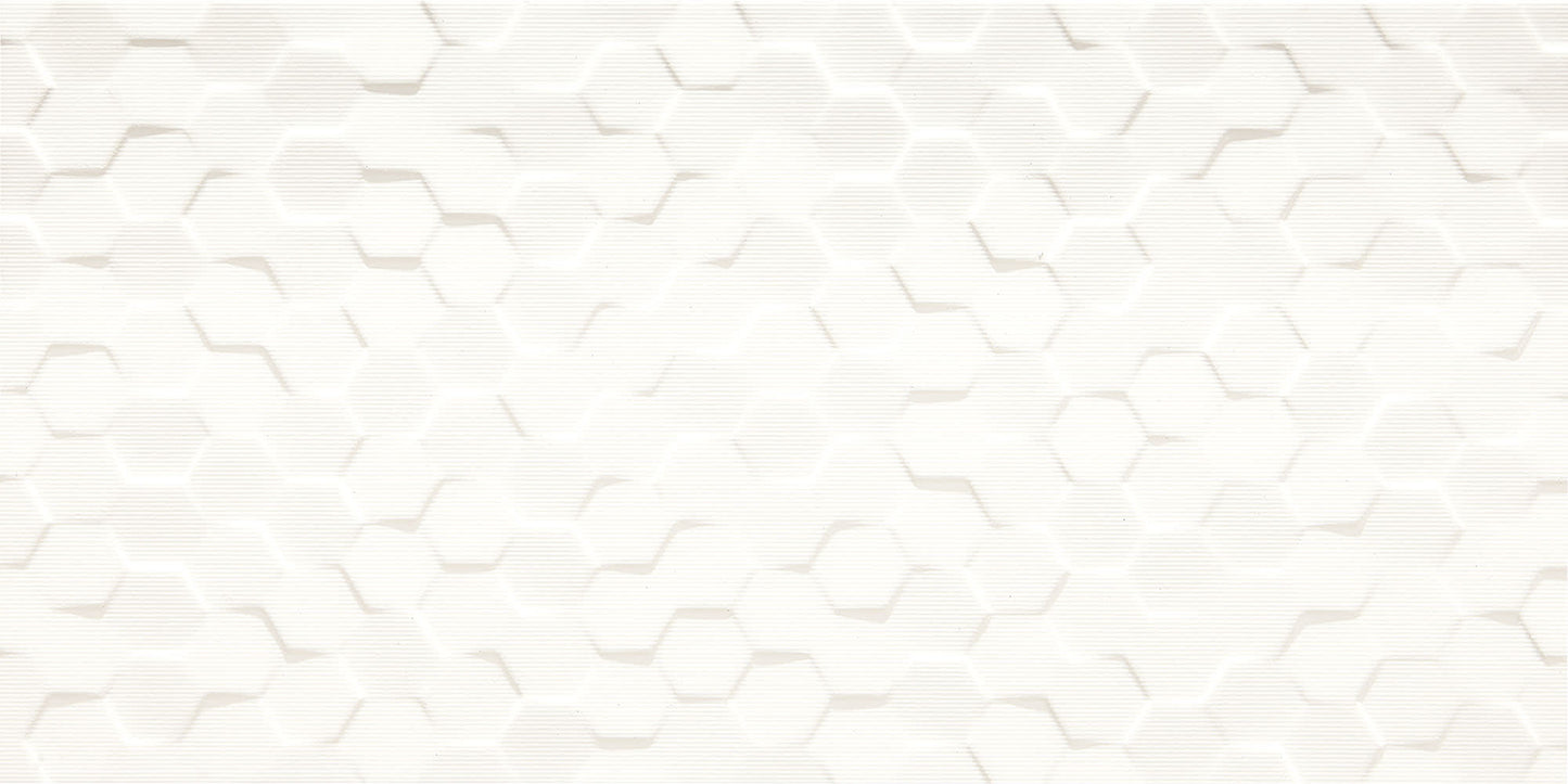 Multitude Origami White Rectangle, Hex 12X24 Textured