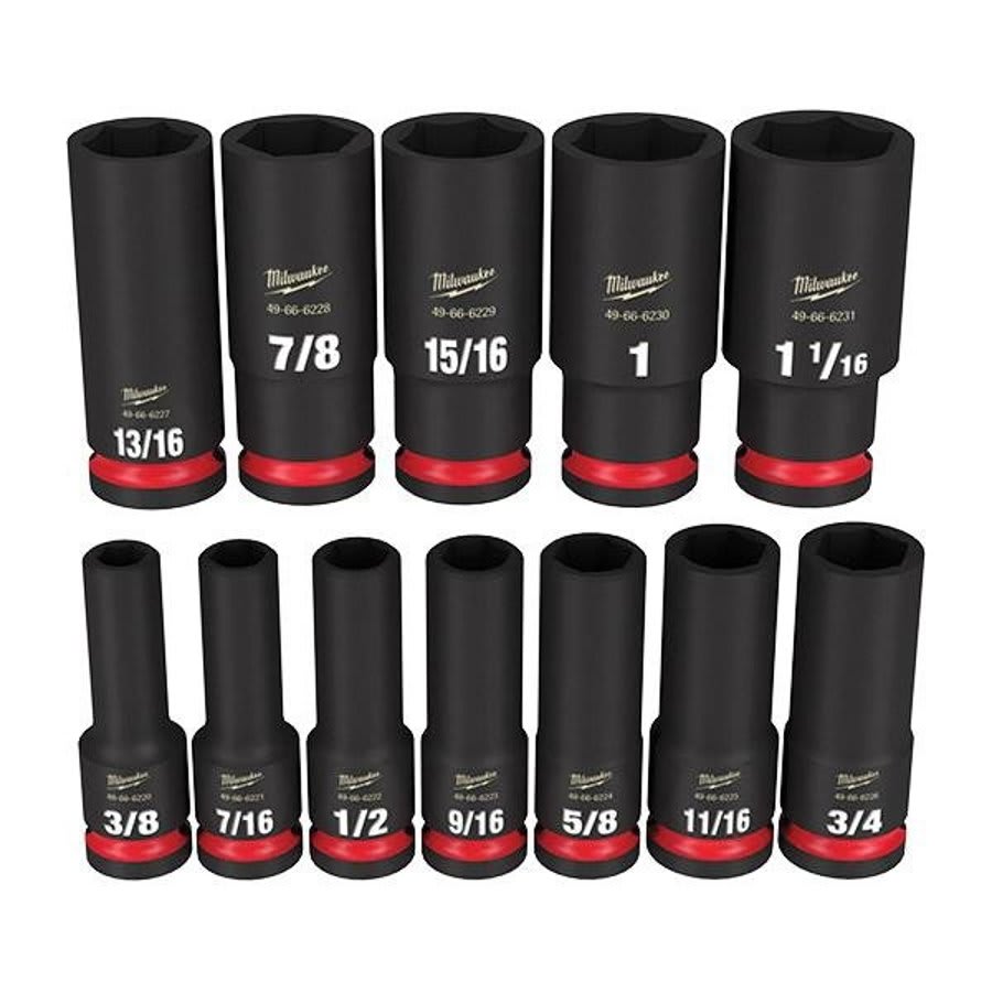 SHOCKWAVE™ Impact Duty™ Deep Socket Set, ASME Specified, 6 Points, 1/2 in, Drive, 12 Pieces, Hex