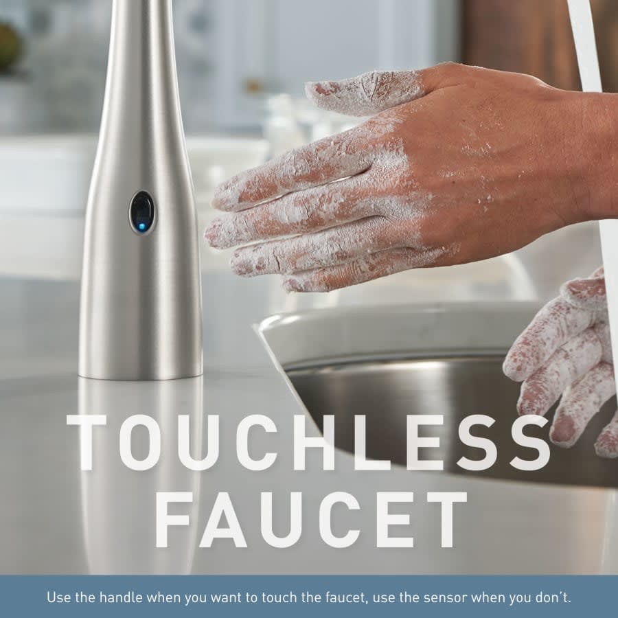 Arbor Pull-Down High Arc Kitchen Faucet with MotionSenseâ¢, Power Cleanâ¢, and Reflex⢠Technology - Includes Escutcheon Plate