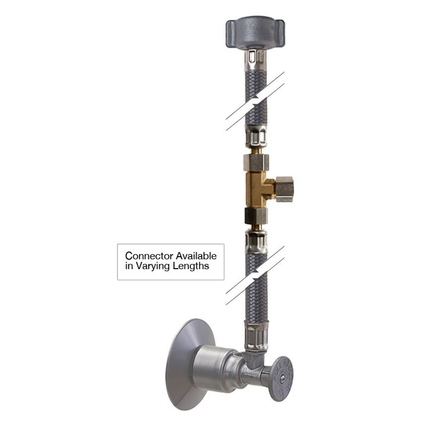 Dishwasher/Ice Maker Dual Supply Kit, 20 in, Conn With Angle Stop & 3/8 in Comp Tee, Polished Chrome