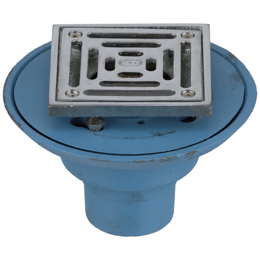 FD2254 Floor Drain, 2 in Outlet, No Hub, 4-3/16 in Square Brass Top