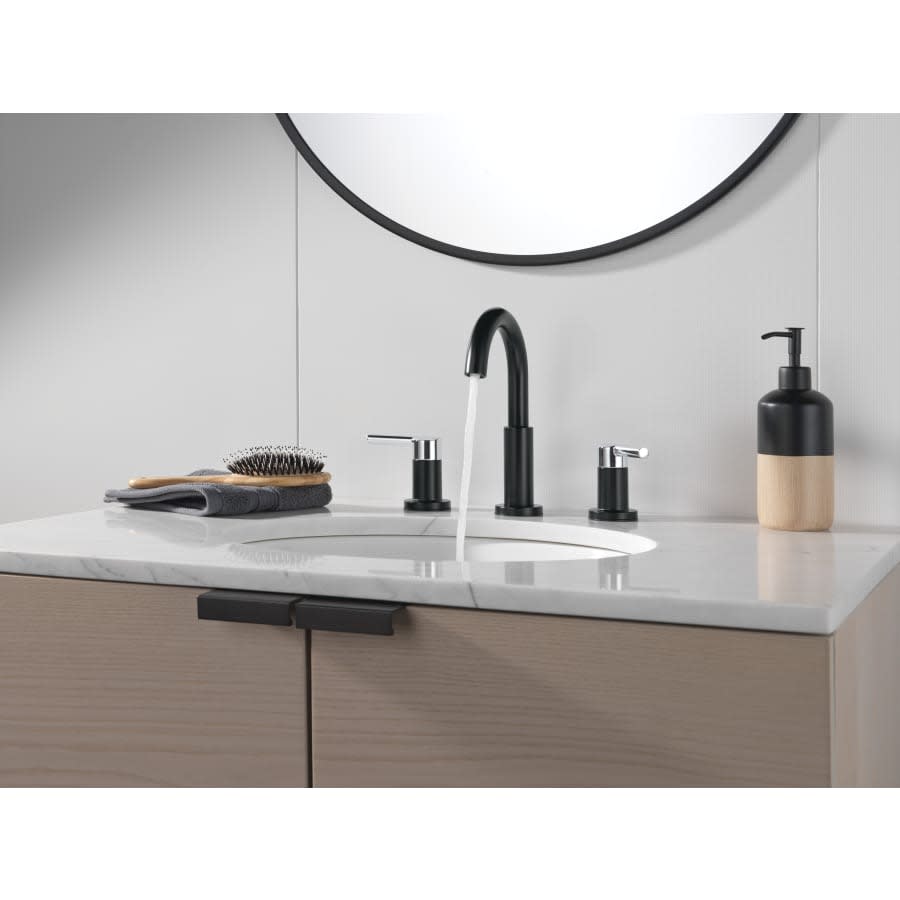 Nicoli 1.2 GPM Widespread Bathroom Faucet with Lever Handles and Push Pop-Up Drain Assembly