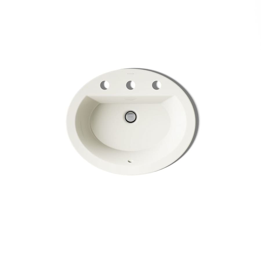 Bryant 20-1/8" Oval Vitreous China Drop In Bathroom Sink with Overflow and 3 Faucets Holes at 8" Centers