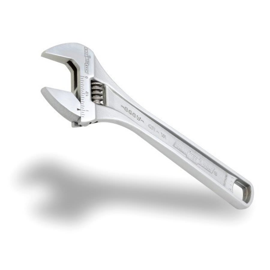 8 in, Adjustable Wrench, 17/32 in Wide, Chrome