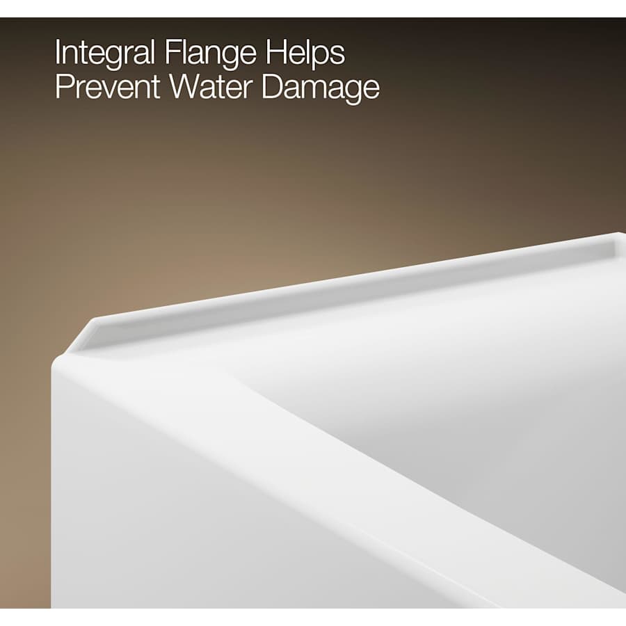 Entity 60" x 30" Three Wall Alcove Acrylic Soaking Tub with Right Drain