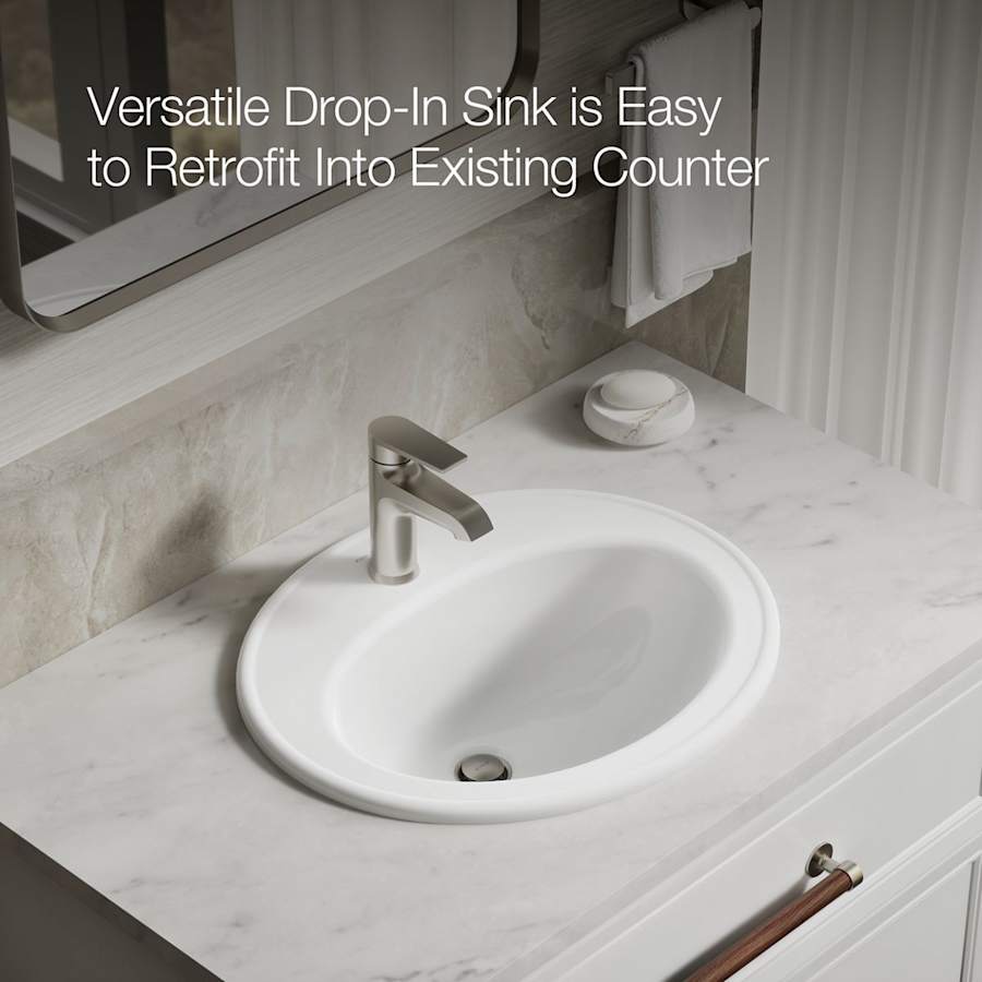 Pennington 20-1/4" Drop In Bathroom Sink with 1 Hole Drilled and Overflow