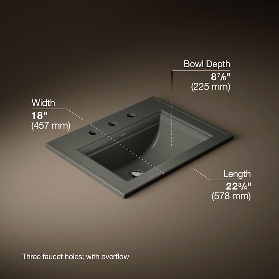 Memoirs Stately 17" Drop In Bathroom Sink with 3 Holes Drilled and Overflow