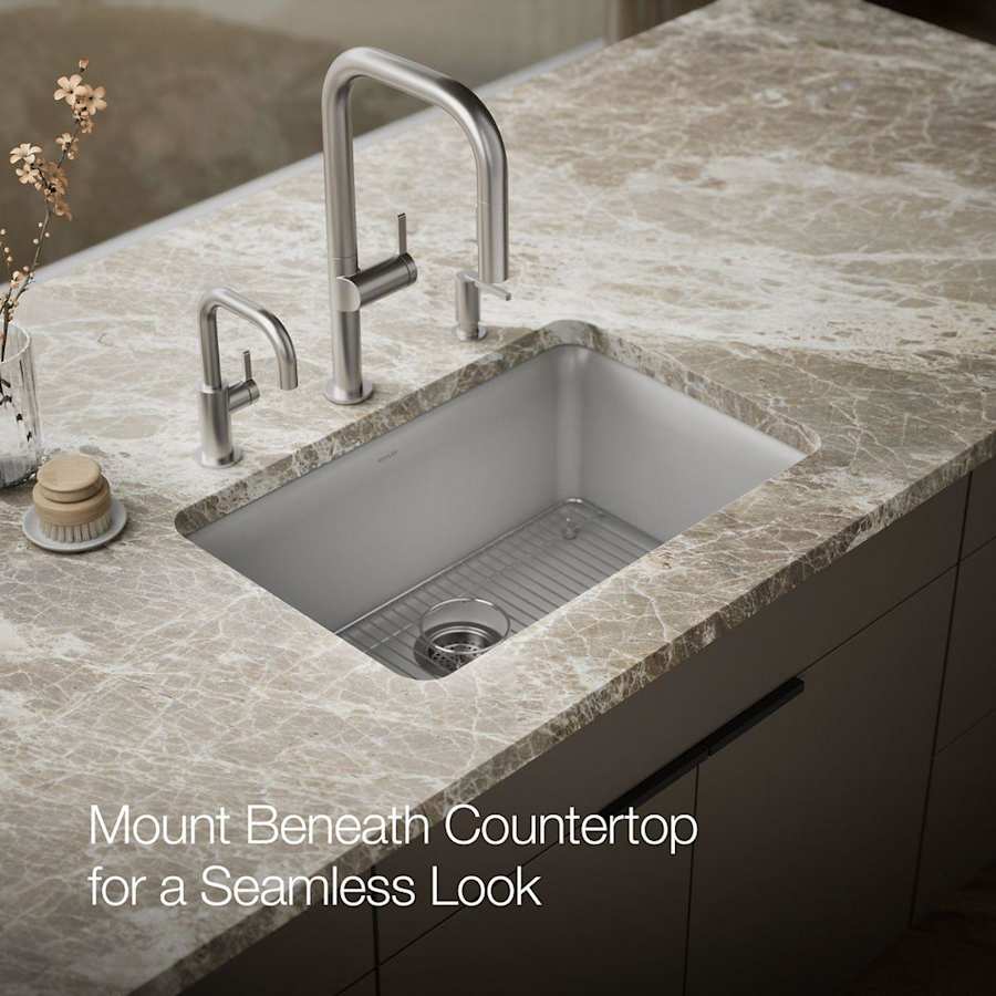 Cairn 27-1/2" Undermount Single Bowl Neoroc Granite Composite Kitchen Sink with Bottom Sink Rack