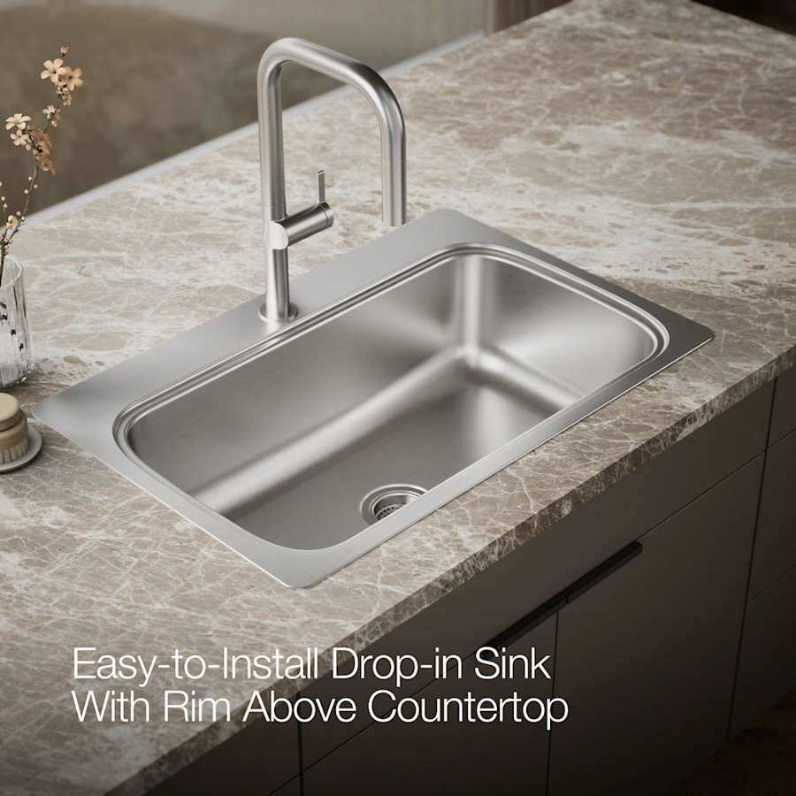 Verse 33" Single Basin Drop In kitchen Sink With Single Faucet Hole