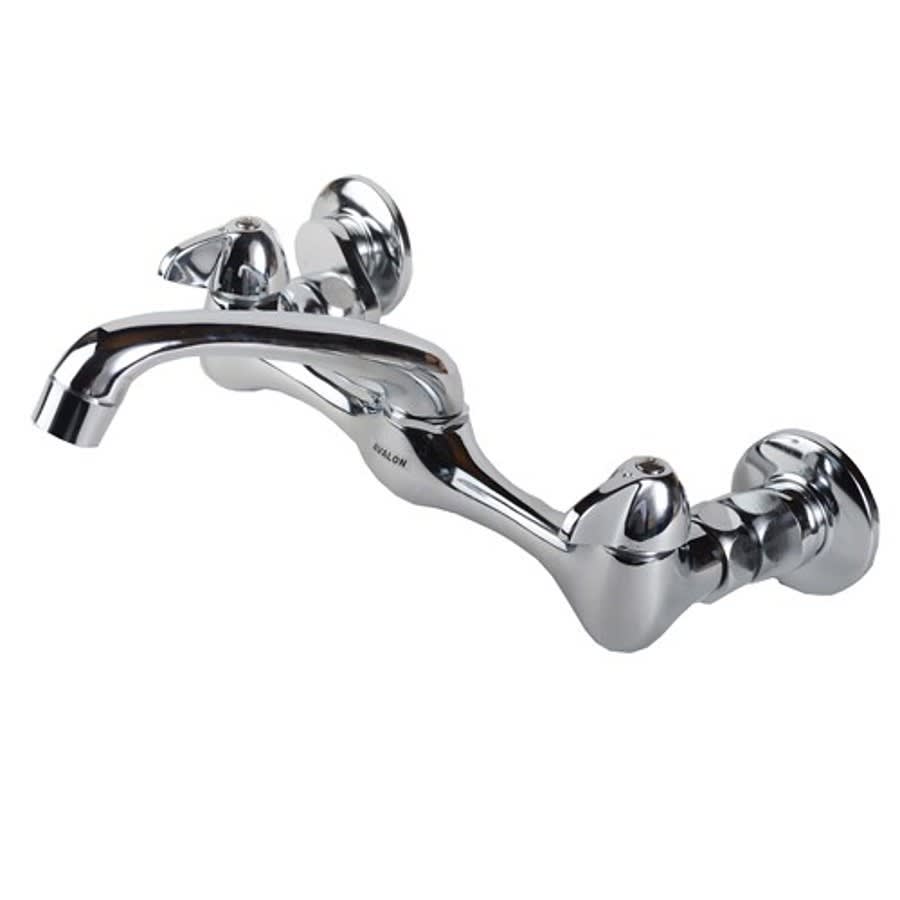Utility Sink Faucet, Deck Mount, Wing Handle, Polished Chrome