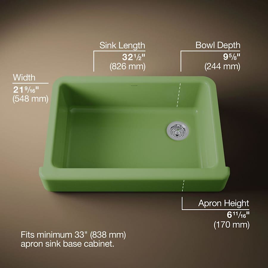Whitehaven 32-1/2" Self-Trimming Farmhouse Single Basin Enameled Cast Iron Kitchen Sink