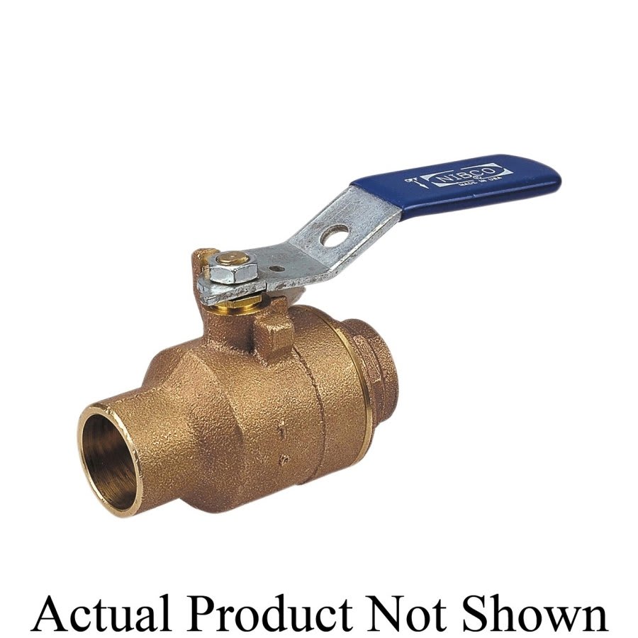 2-Piece Ball Valve, 1-1/2 in, C, Full Port, Plated Brass Ball, Bronze