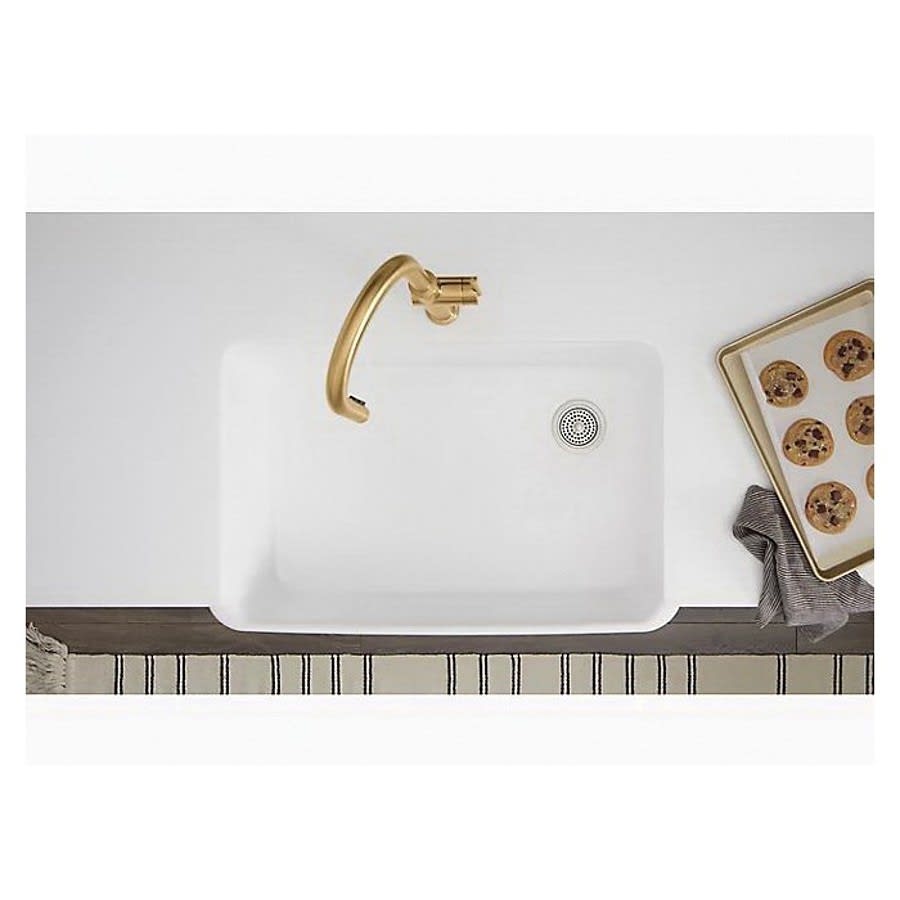 Ironridge™ Single Bowl Kitchen Sink, Apron Mount, 34 x 22 in, 10-1/16 in Bowl Depth, Cast Iron, White