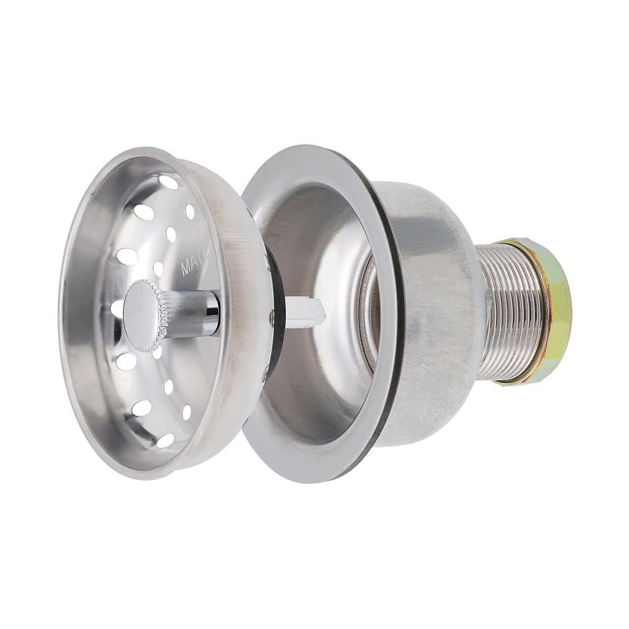 Deep Cup Basket Strainer, Stainless Steel, Polished Chrome