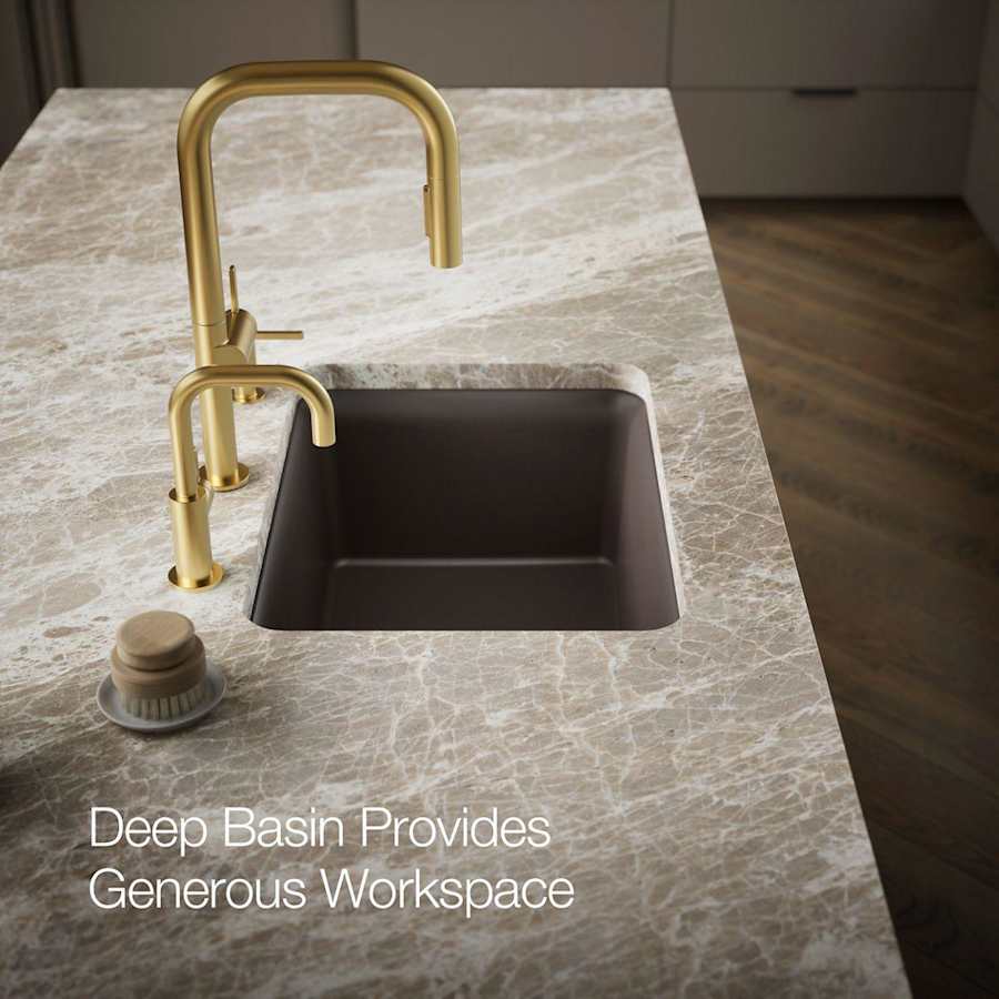 Cairn 24-1/2" Undermount Single Bowl Neoroc Granite Composite Kitchen Sink with Bottom Sink Rack