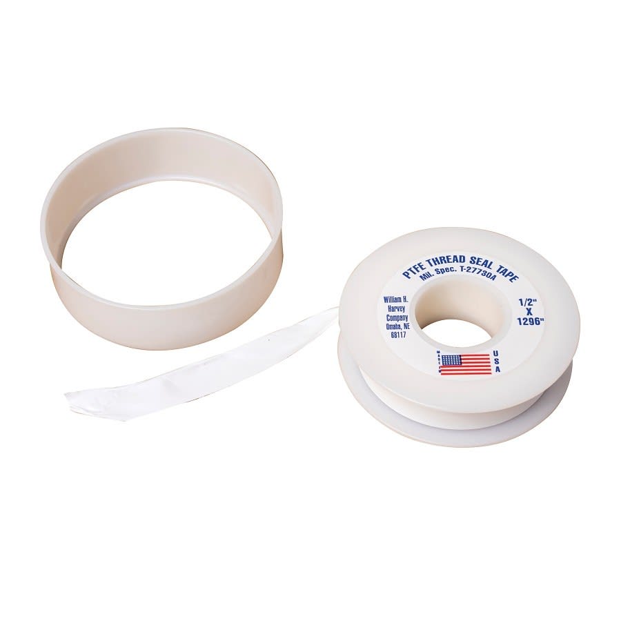 Teflon Tape, 1/2 in W, 1296 in L, White