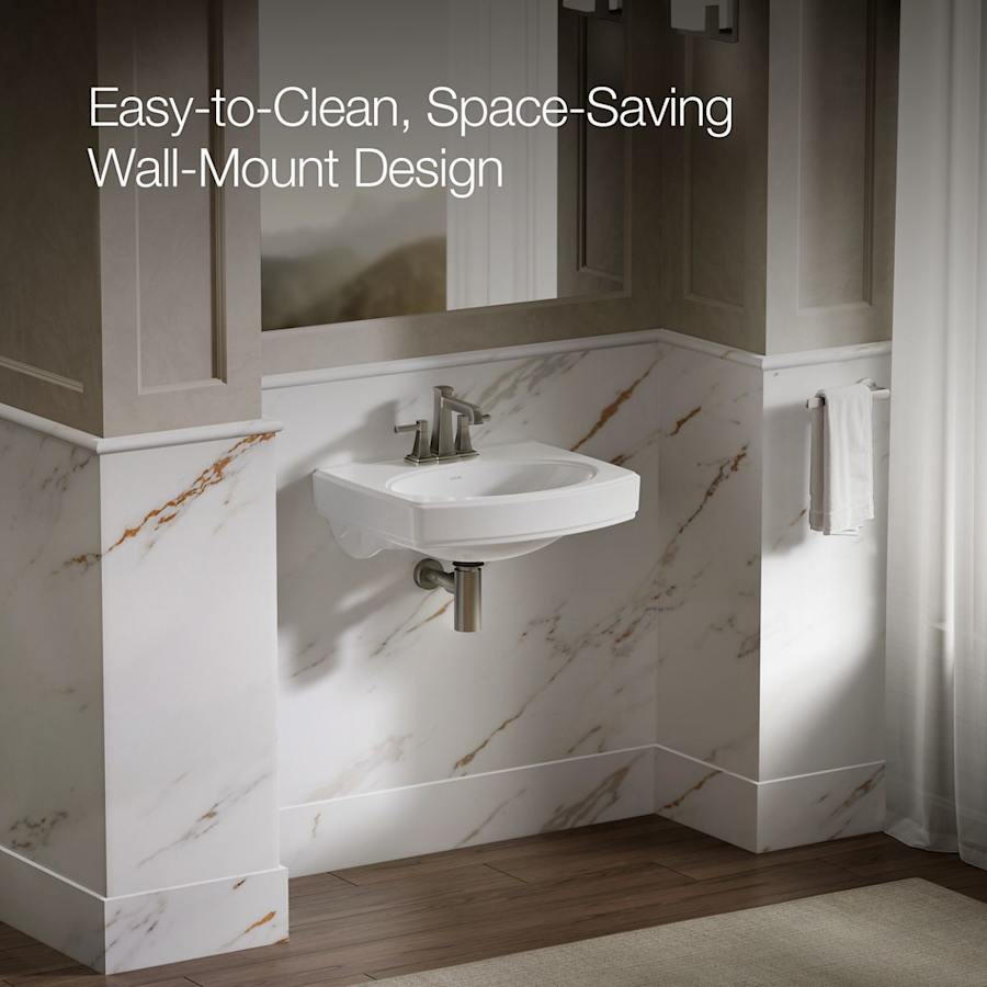 Pinoir 18" Wall Mounted Bathroom Sink with 3 Holes Drilled and Overflow