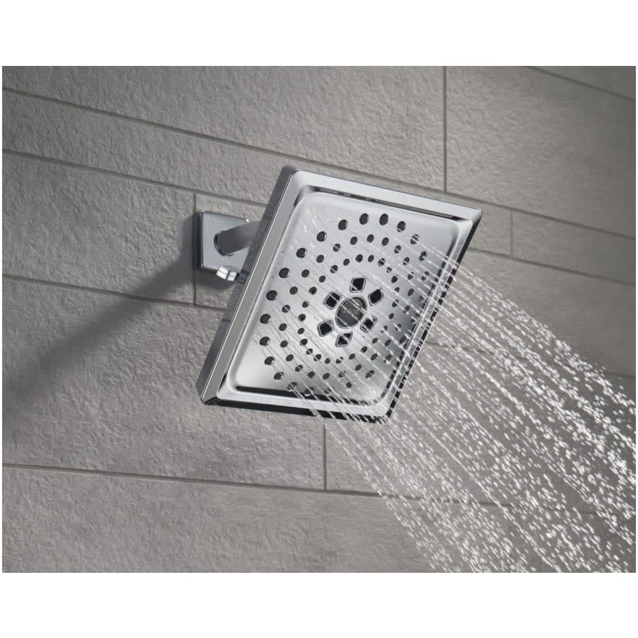 Universal Showering 7-5/8" Square 1.75 GPM Shower Head Full Spray Pattern with Touch Clean and H2Okinetic Technology