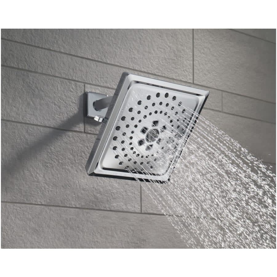 Universal Showering 7-5/8" Square 1.75 GPM Shower Head Full Spray Pattern with Touch Clean and H2Okinetic Technology