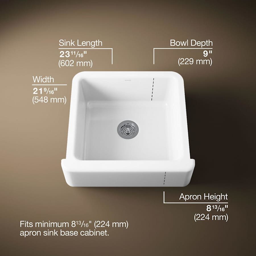 Whitehaven 23-1/2" Self-Trimming Farmhouse Single Basin Enameled Cast Iron Kitchen Sink