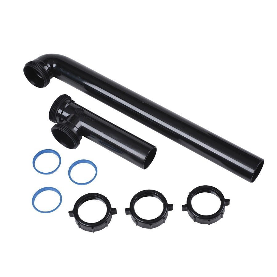 Continuous Waste, End Outlet, 1-1/2 in, Polypropylene, Black