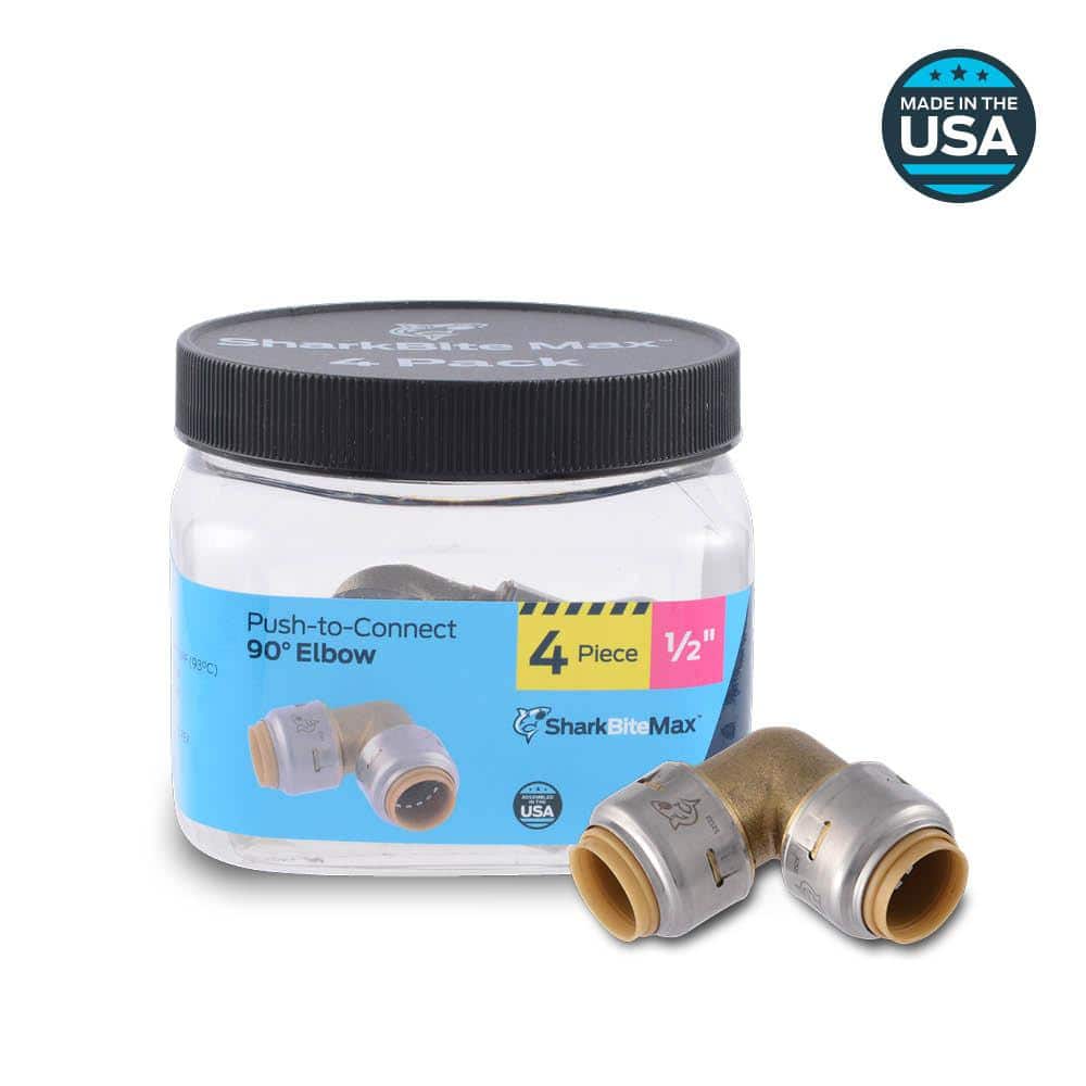 Max 1/2 in. Brass Push-to-Connect 90-Degree Elbow Fitting Pro Pack (4-Pack)