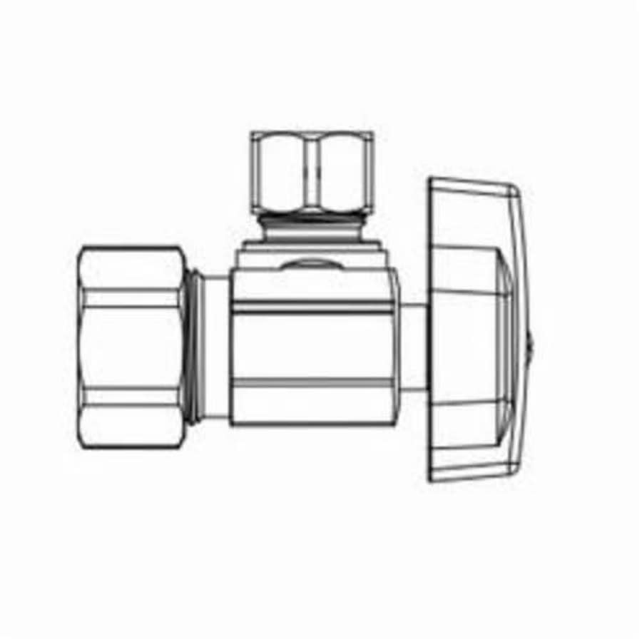 Quarter Turn Angle Stop, 5/8 x 3/8 in, Comp, Chrome