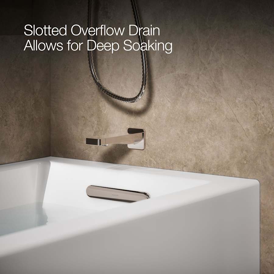 Underscore 60" Soaking Bathtub for Three Wall Alcove Installation with Right Drain and 68 Gallon Water Capacity