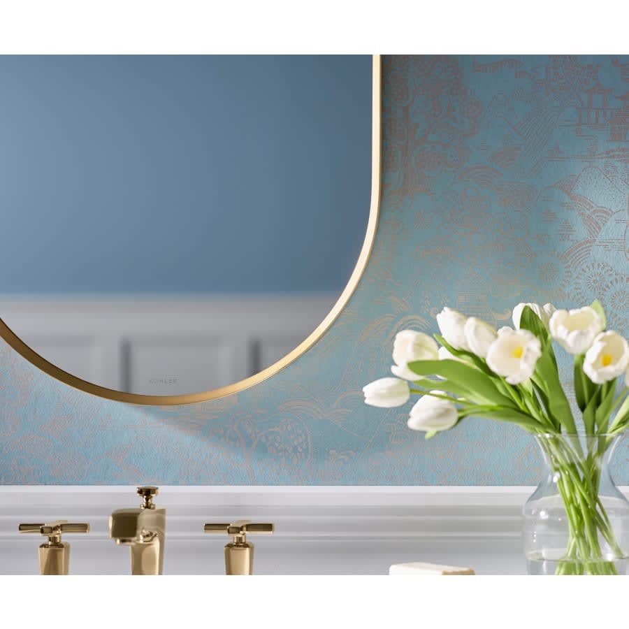 Essential 20-1/16" W x 40-1/16" H Modern Oval Framed Bathroom Wall Mirror