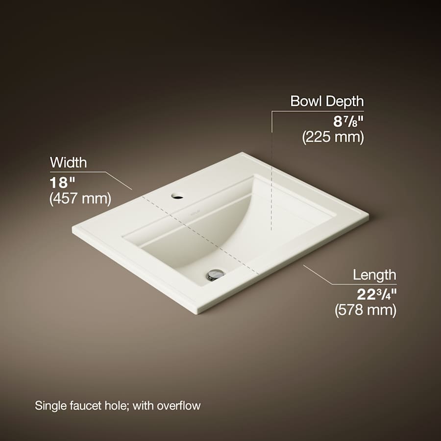 Memoirs Stately 17" Drop In Bathroom Sink with 1 Hole Drilled and Overflow