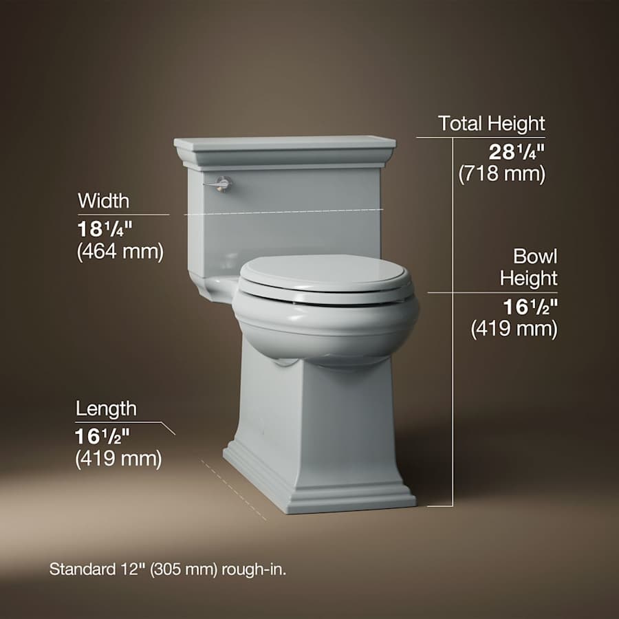 Memoirs 1.28 GPF Compact Elongated One-Piece Comfort Height Toilet with AquaPiston and Glenbury Quiet-Close Seat Included