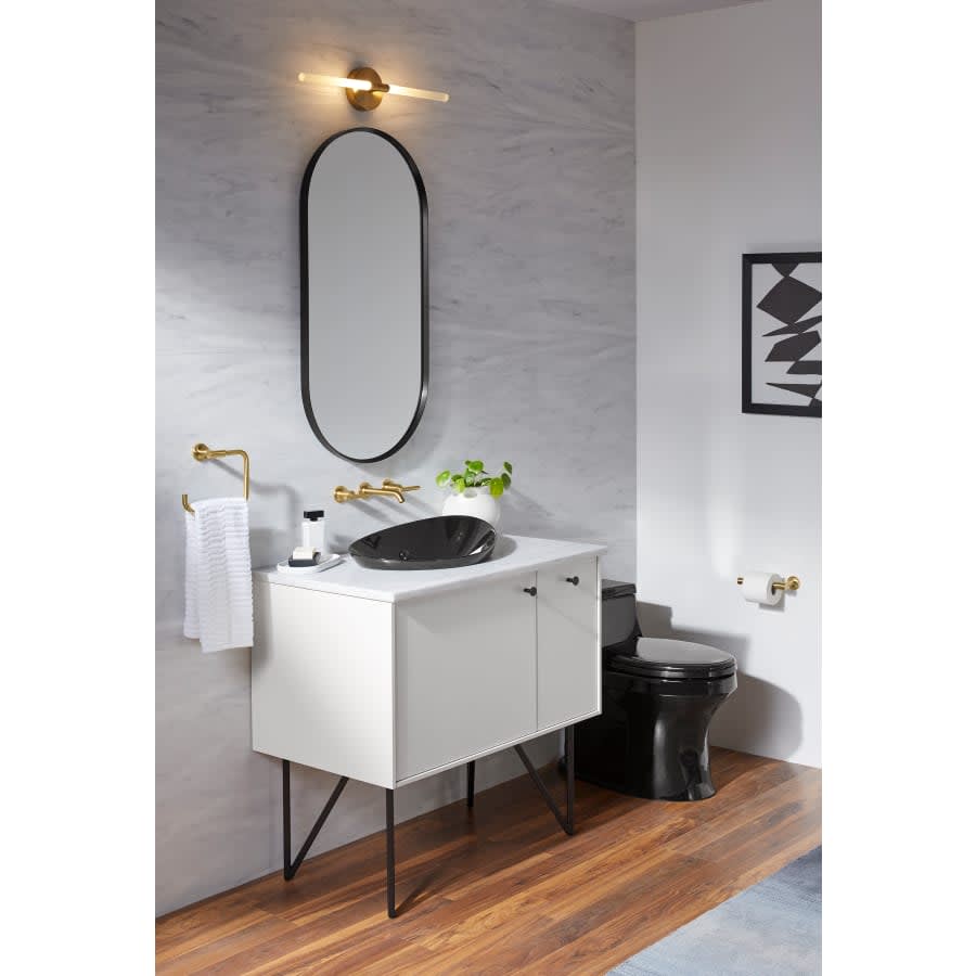 Essential 20-1/16" W x 40-1/16" H Modern Oval Framed Bathroom Wall Mirror