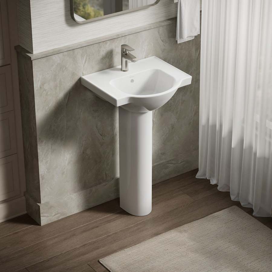 Veer 21" Pedestal Bathroom Sink with One Hole Drilled and Overflow