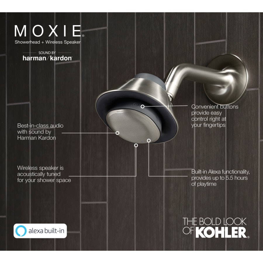 Moxie 1.75 GPM Single Function Shower Head with Bluetooth Technology