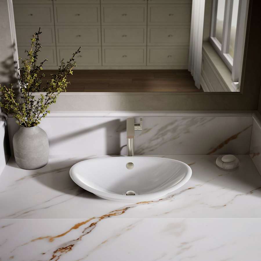 Iron Plains 20-3/4"L Enameled Cast Iron Wading Pool Oval Bathroom Sink with Overflow and White Painted Underside