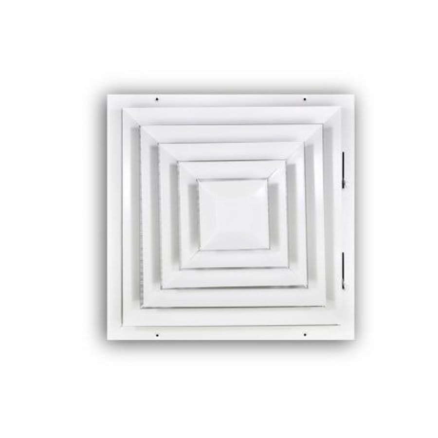 High Capacity Square Direction Diffuser, 4-Way, Steel, White
