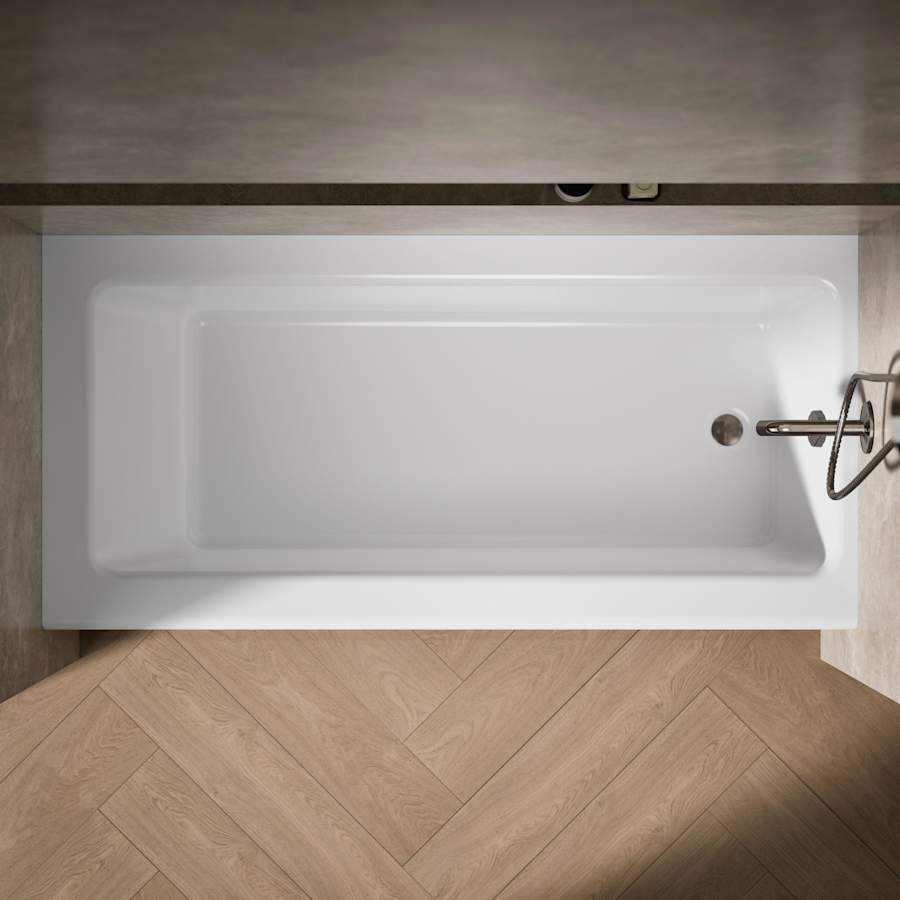 Bellwether Bath Tub 66" L x 32" W Cast Iron Soaking for Three Wall Alcove Installations with Integral Apron and Right Drain