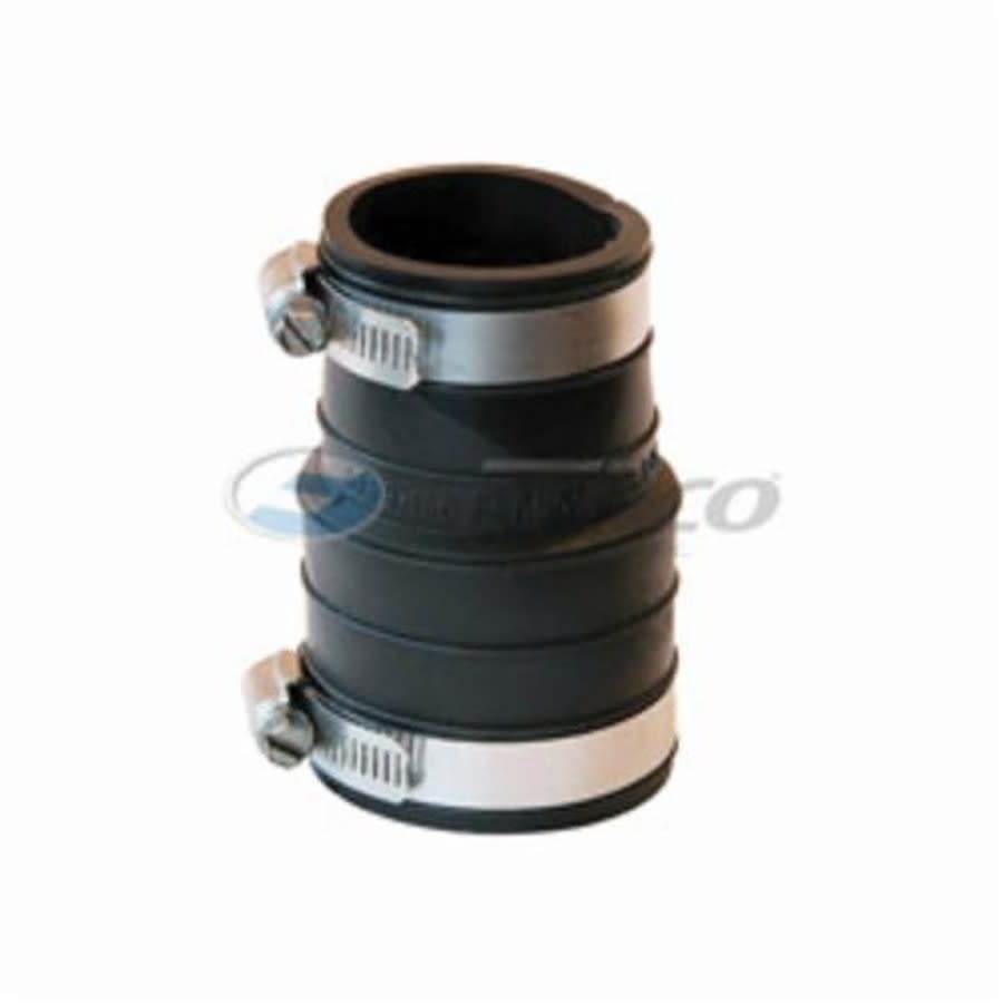 Transition Coupling, 1-1/2 in, Plastic Socket x Plastic/Cast Iron, Flexible PVC