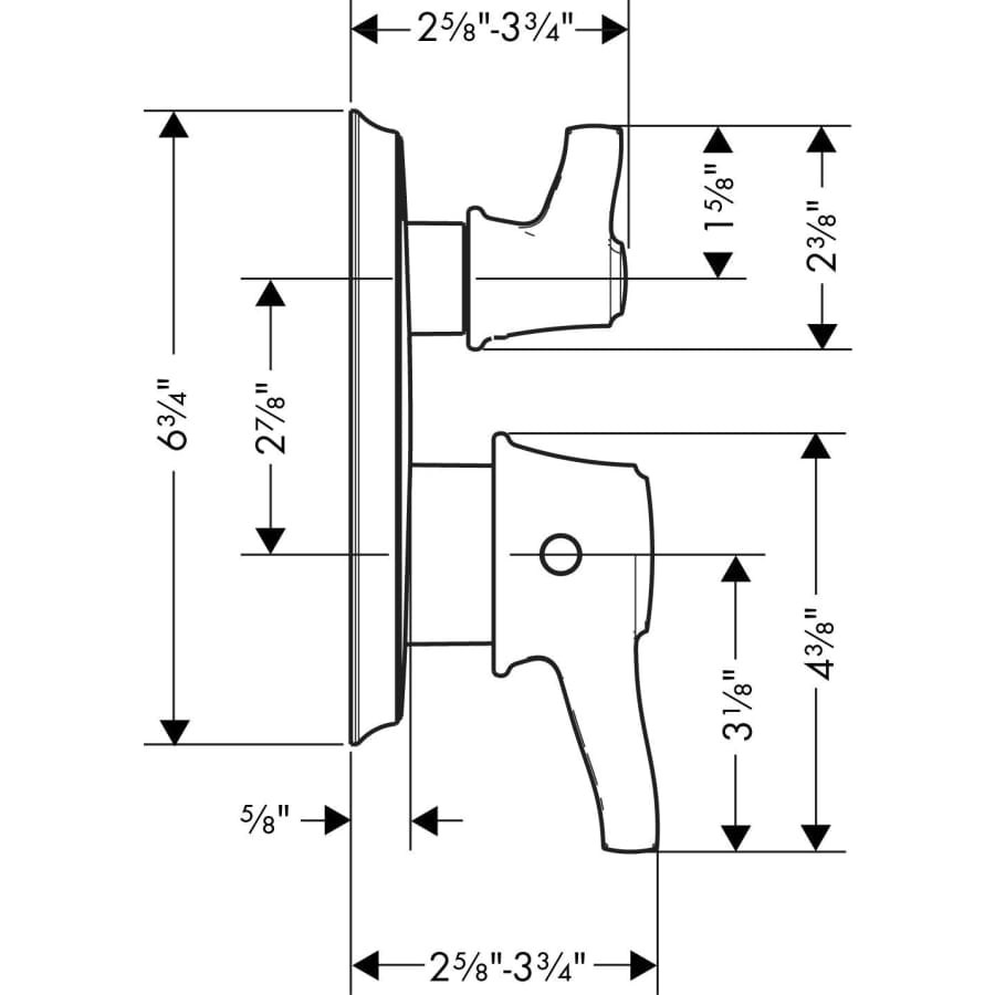 Ecostat Classic Thermostatic Valve Trim with Integrated Volume Control and Diverter for 2 Distinct Functions - Less Rough In