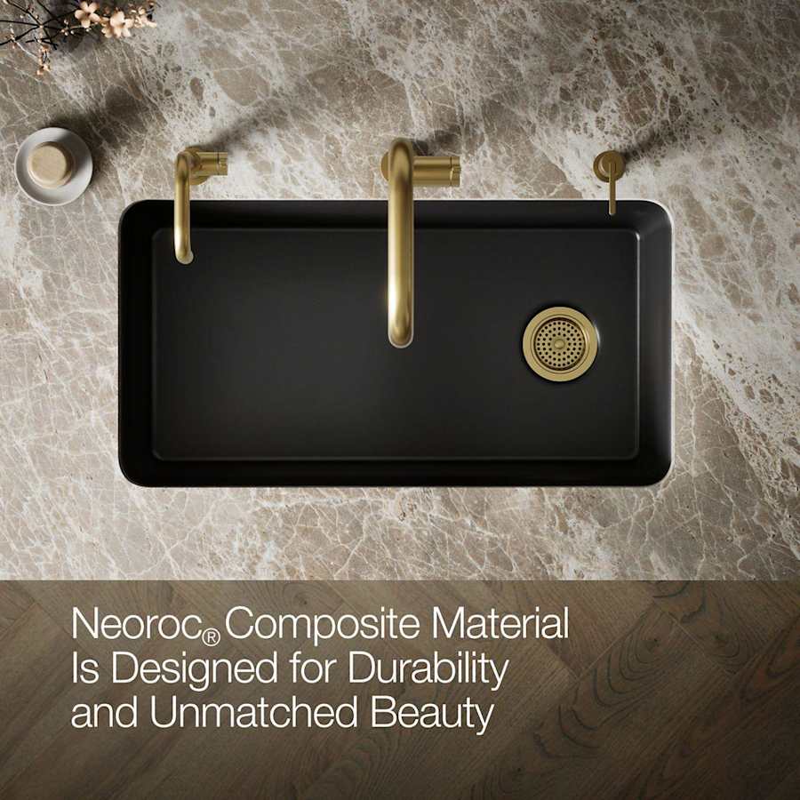 Cairn 33-1/2" Undermount Single Bowl Neoroc Granite Composite Kitchen Sink with Bottom Sink Rack