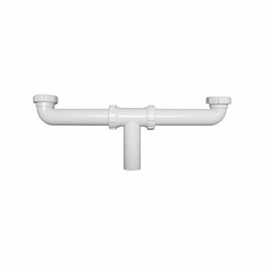 Continuous Waste, Center Outlet, 1-1/2 in, Polypropylene, Black