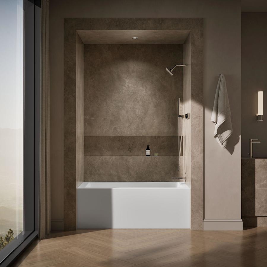 Underscore 60" Soaking Bathtub for Three Wall Alcove Installation with Right Drain and 68 Gallon Water Capacity