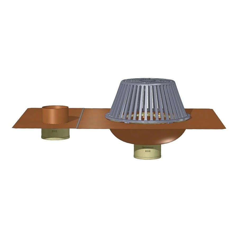 Roof & Overflow Assembly, 10 in Dia, 4 in Outlet, No Hub, Poly Dome