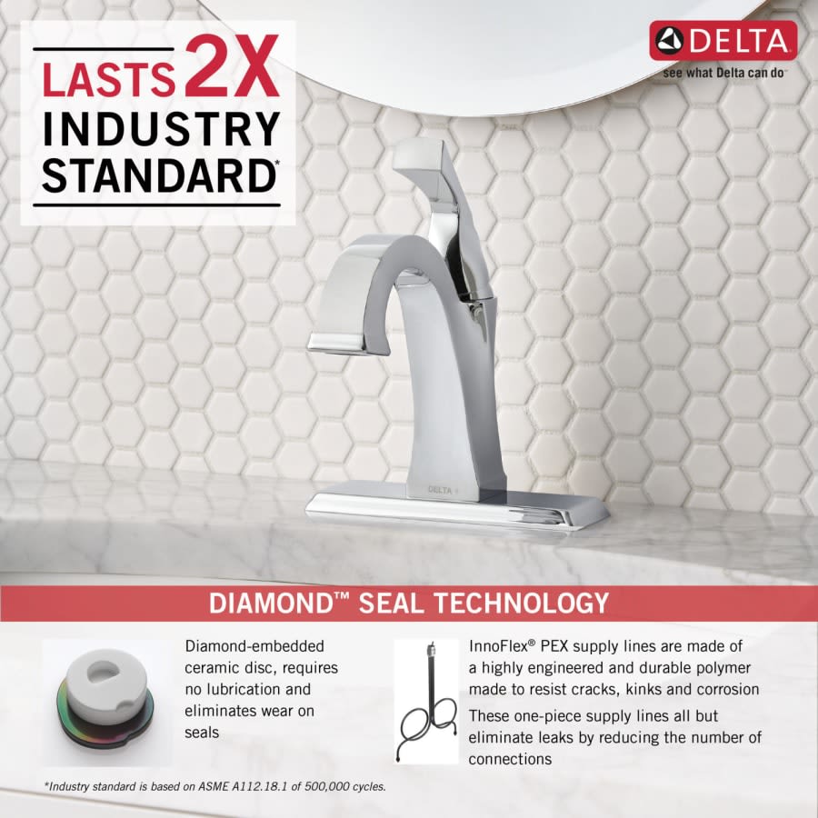 Dryden Single Hole Bathroom Faucet with Diamond Seal Technology - Includes Pop-Up Drain Assembly