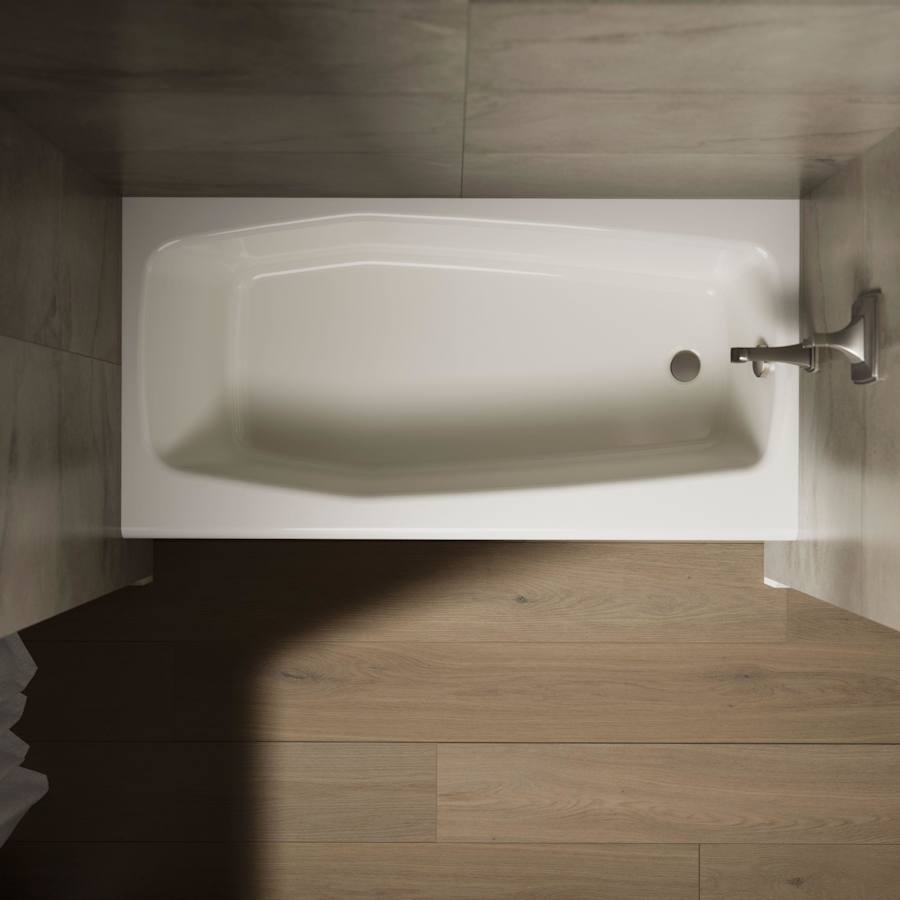 Villager Collection 60" Cast Iron Soaking Bathtub for Three Wall Alcove Installations with Right Hand Drain